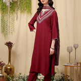 Viscose Rayon Embroidered Kurta Palazzo Dupatta Set