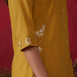 Yellow Brown A-Line Resham Co-ord Set