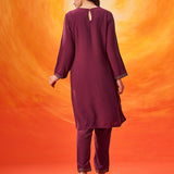Charita Fuchsia Zari-Embroidered Kurta Set