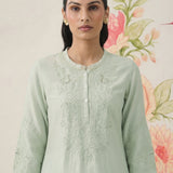 Suroor Mint Green Embroidered Chanderi Kurta Set