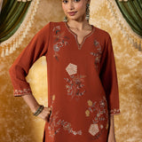 Anvitha Ginger Orange Embroidered Co-ord Set