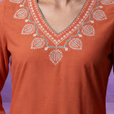Amaira Orange Embroidered Kurta Set
