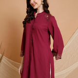 Solid Embroidered Straight Tunic Shirt