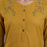 Mustard Embroidered Kurta Set with Resham Work