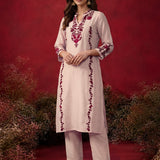 Ivory Embroidered Cotton Blend Everyday Kurta Set