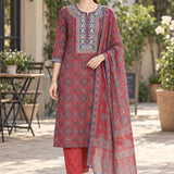 Viscose Rayon Printed Kurta Trouser Dupatta Set