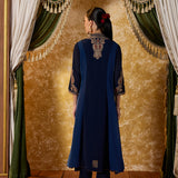 Misha Ombre Blue Embroidered Anarkali Kurta Set