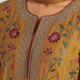 Aafreen Turnmeric Mustard Aari & Zari Embroidered Panelled Suit Set