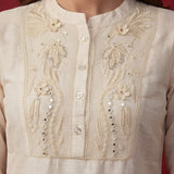 Sehr Ivory Embroidered Silk Kurti