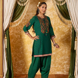 Nysa Emerald Green Embroidered Farshi Suit Set