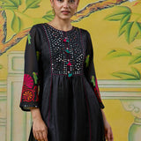 Vanya Black Embroidered Panelled Kurta Set
