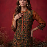Gulrukh Green Traditional Printed Long Kurta Set