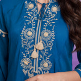 Cotton Blue Embroidered Tunic