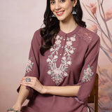 Thread Embroidered Crepe Kurti