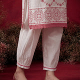 Kiana Pink Currant Embroidered Cotton Dobby Kurta Set for Women