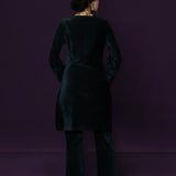 Paro Green Resham Embroidred Velvet Long Co-ord Set