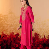 Riva Raspberry Fuchsia Embroidered Suit Set