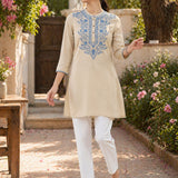 Lakhnavi Embroidered A-Line Rayon Kurti