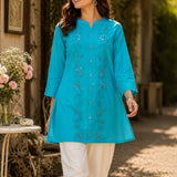 Sequinned Ethnic Embroidered Straight Kurti