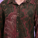 Poly Viscose Olive Abstract Print Shirt