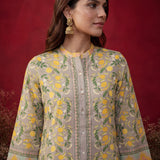 Saina Dove Beige Printed Remi Linen Co-ord Set for Women