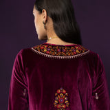 Keyari Fuchsia Embroidered Velvet Salwar Suit Set with Dupatta