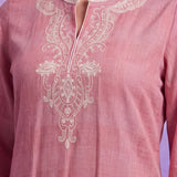 Aarna Carnation Pink Embroidered Kurta Set