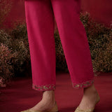 Fuchsia Solid Cotton Straight Co-Ord Set
