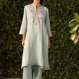 Sasha Mint Green Embroidered Ethnic Co-ord Set for Women