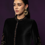 Iravya Black Embroidered Velvet Co-ord Set