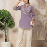 Floral Embroidered A-Line Short Kurti