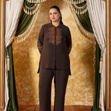 Riddhima Brown Plum Embroidered Co-ord Set