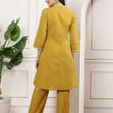 Cotton Linen Embroidered Tunic Trouser Co-Ord Set