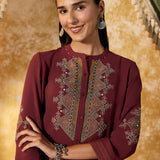 Riddhima Deep Maroon Embroidered Co-ord Set