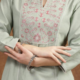 Cotton Linen Embroidered Kurta