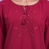 Aisha Red Embroidered Top
