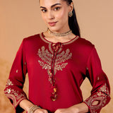 Ameera Ruby Red Embroidered Suit Set