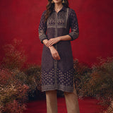 Flora Deep Purple Printed Shantoon Kurta for Women