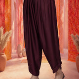 Wine Satin Relaxed Fit Salwar