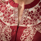 Zia Red Dori Embroidered Shantoon Blend Co-ord Set