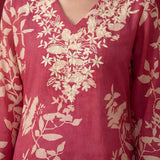 Fuchsia Printed Cotton Blend Relaxed Co-ord Set