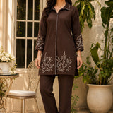 Viscose Rayon Embroidered Tunic Palazzo Co-Ord Set