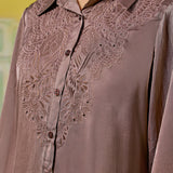 Zaria Milk Chocolate Embroidered Shirt