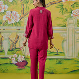 Aiyana Blood Red Foil Embroidered Co-ord Set