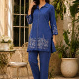 Viscose Rayon Embroidered Tunic Palazzo Co-Ord Set