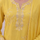 Noor Electric Yellow Aari Embroidered Suit Set