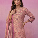 Pink All-Over Placement Printed Straight Suit Set