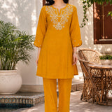 Pure Cotton Embroidered Kurta with Palazzo Set