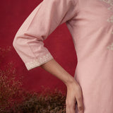 Pink Mirror Work Cotton Kurta Set