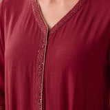 Nooraya Deep Red Embroidered Co-ord Set